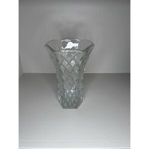 E O Brody 24 K Crystal Diamond Cut Clear 10 in Vase